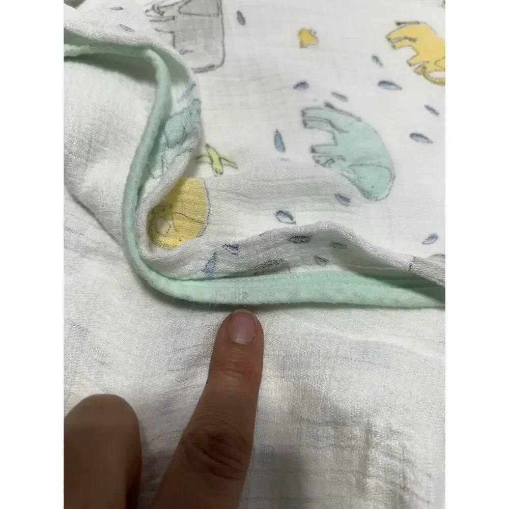 Aden & Anais Ellie Elephant Bird Baby Blanket Yellow Gray Green Blue Muslin